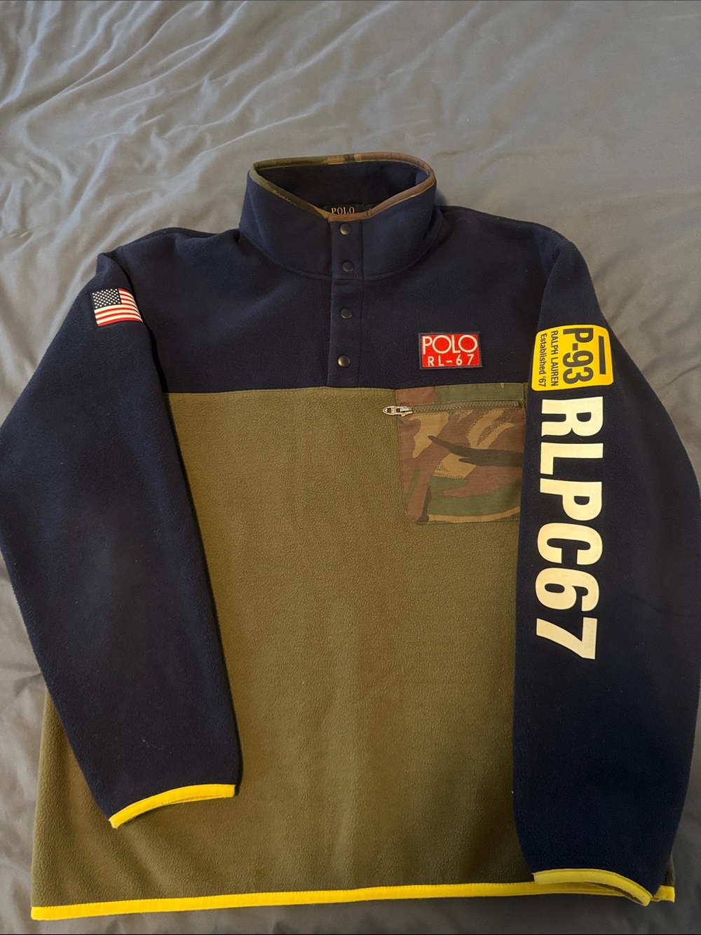 Polo by Ralph Lauren Navy & Olive RLPC67 Fleece Pullover